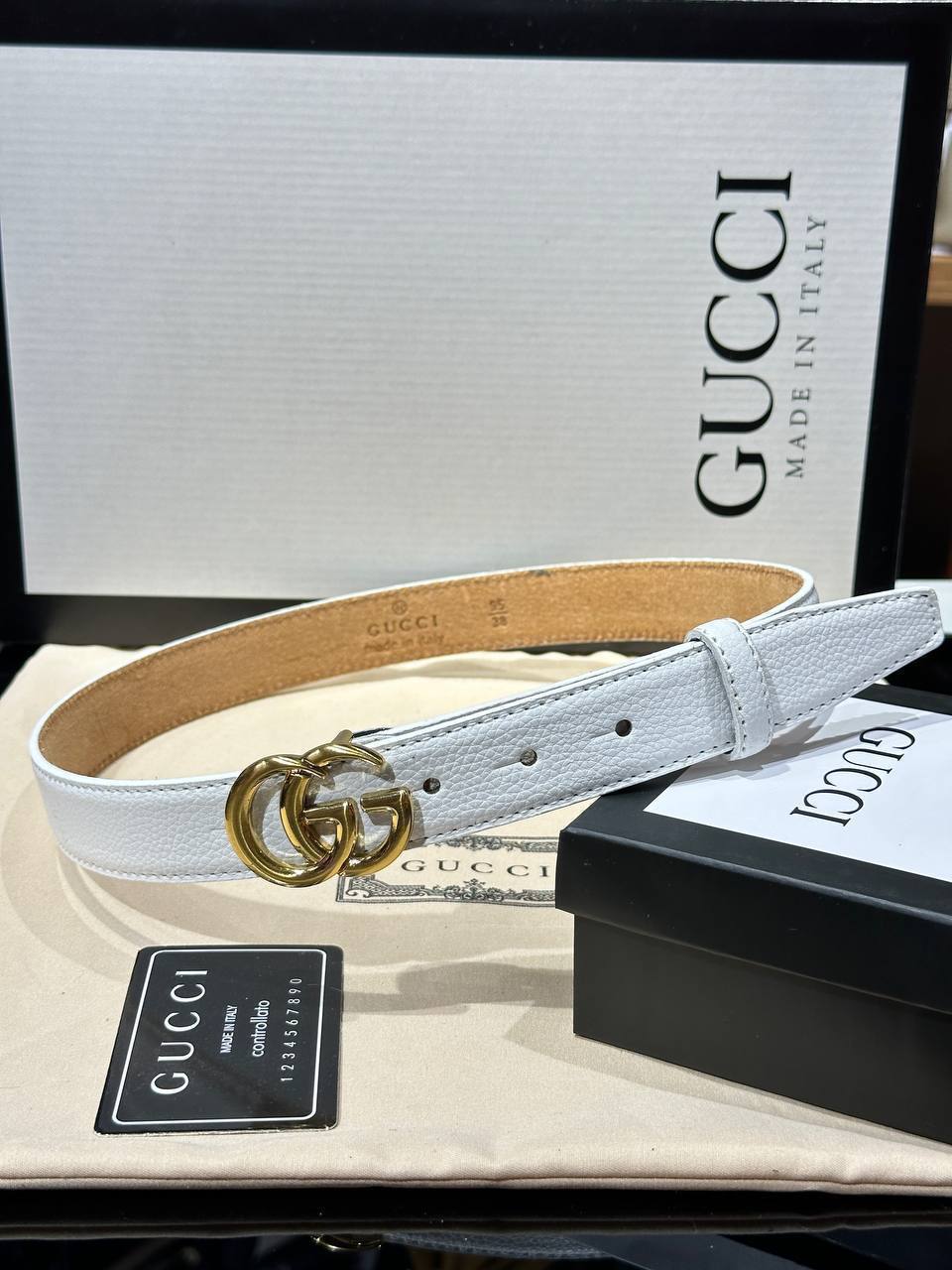 Fit Leather Belt (White)