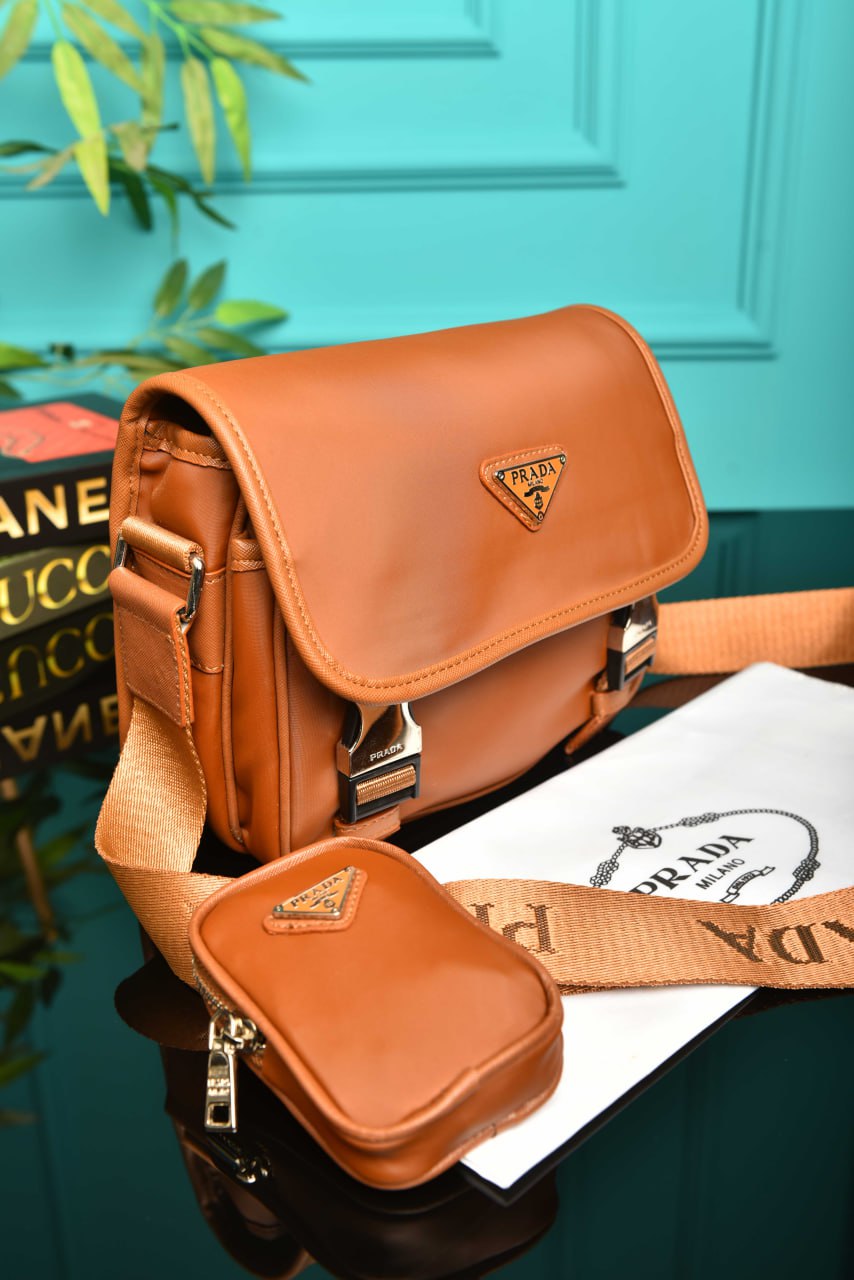 PRD - Nylon and Saffiano Leather Bag with Strap